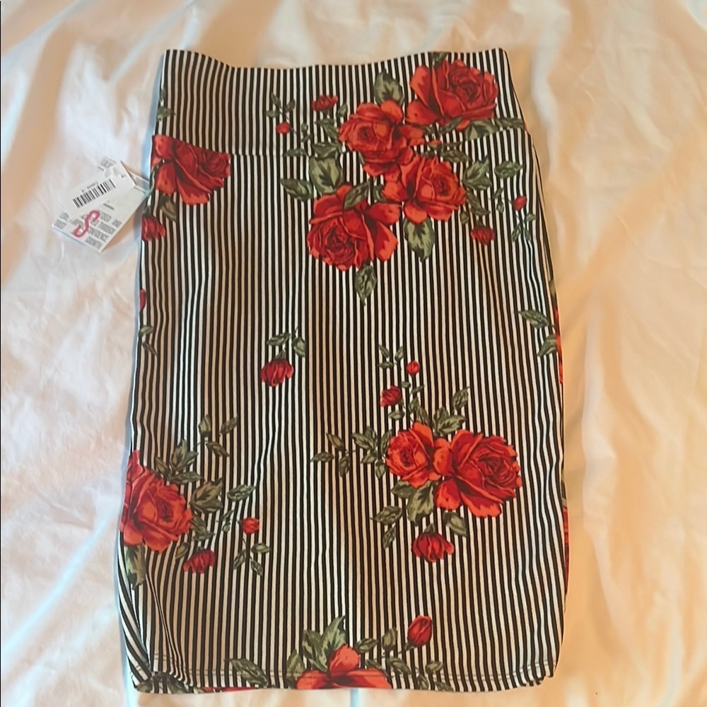 Lularoe Cassie Floral Striped Skirt
